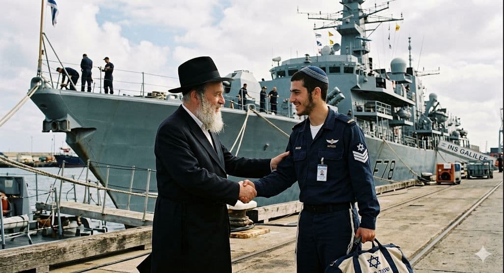 A Rabbi Shaking the Hands of a Jewish Sailor